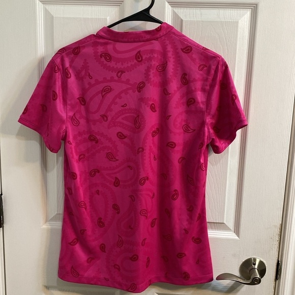 Nike Dri-FIT Victory Womens Golf Polo Paisley Pink Size Medium Split Neck Tennis - Picture 6 of 8
